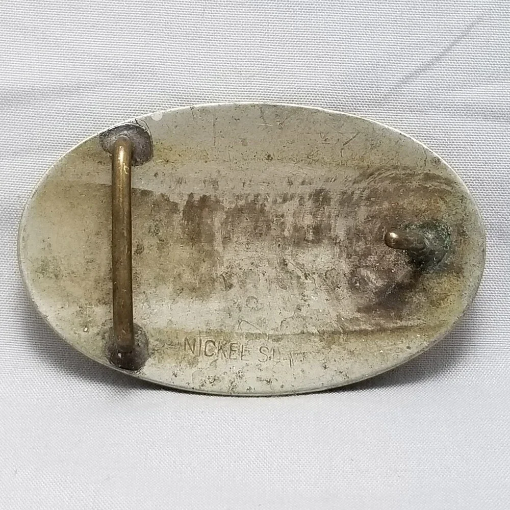 Vintage Nickel Silver Harley Davidson FL 1950s Style Motorcycle Belt Buckle Bike